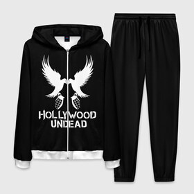 Мужской костюм 3D с принтом Hollywood Undead в городе Новоалтайск, 100% полиэстер | Манжеты и пояс оформлены тканевой резинкой, двухслойный капюшон со шнурком для регулировки, карманы спереди | charlie scene | danny | funny man | hollywood | hollywood undead | j dog | johnny 3 tears | undead | андед | голивуд | голливудская нежить | группа | кранккор | метал | нежить | реп | рок | рэп | рэпкор