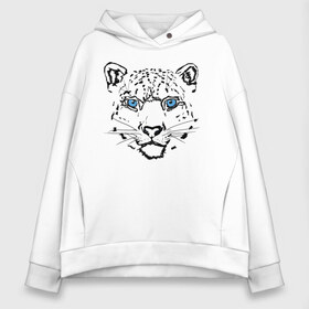 Женское худи Oversize хлопок с принтом Снежный барс в городе Новоалтайск, френч-терри — 70% хлопок, 30% полиэстер. Мягкий теплый начес внутри —100% хлопок | боковые карманы, эластичные манжеты и нижняя кромка, капюшон на магнитной кнопке | tdrбарс | tdrглаза | tdrживотные | tdrзвери | tdrлев | tdrприрода | tdrтигр
