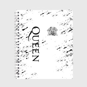 Тетрадь с принтом QUEEN в городе Новоалтайск, 100% бумага | 48 листов, плотность листов — 60 г/м2, плотность картонной обложки — 250 г/м2. Листы скреплены сбоку удобной пружинной спиралью. Уголки страниц и обложки скругленные. Цвет линий — светло-серый
 | queen | квин | мистер робот | музыка | рами малек | рок | фредди меркьюри