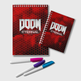 Блокнот с принтом DOOM ETERNAL в городе Новоалтайск, 100% бумага | 48 листов, плотность листов — 60 г/м2, плотность картонной обложки — 250 г/м2. Листы скреплены удобной пружинной спиралью. Цвет линий — светло-серый
 | doom | doom eternal | game | дум | игра