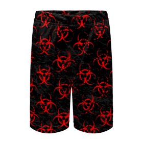 Детские спортивные шорты 3D с принтом RED BIOHAZARD в городе Новоалтайск,  100% полиэстер
 | пояс оформлен широкой мягкой резинкой, ткань тянется
 | biohazard | covid 19 | mask | ncov | virus | биохазард | вирус | китай | коронавирус | маска | медицина | медицинская маска | нков | эпидемия