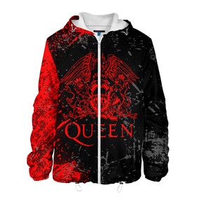 Мужская куртка 3D с принтом QUEEN. в городе Новоалтайск, ткань верха — 100% полиэстер, подклад — флис | прямой крой, подол и капюшон оформлены резинкой с фиксаторами, два кармана без застежек по бокам, один большой потайной карман на груди. Карман на груди застегивается на липучку | queen | квин | мистер робот | музыка | рами малек | рок | фредди меркьюри