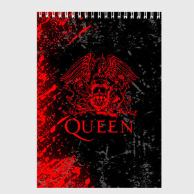 Скетчбук с принтом QUEEN в городе Новоалтайск, 100% бумага
 | 48 листов, плотность листов — 100 г/м2, плотность картонной обложки — 250 г/м2. Листы скреплены сверху удобной пружинной спиралью | queen | квин | мистер робот | музыка | рами малек | рок | фредди меркьюри