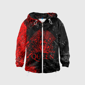 Детская ветровка 3D с принтом QUEEN. в городе Новоалтайск, 100% полиэстер | подол и капюшон оформлены резинкой с фиксаторами, по бокам два кармана без застежек, один потайной карман на груди | queen | квин | мистер робот | музыка | рами малек | рок | фредди меркьюри