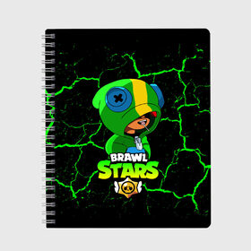 Тетрадь с принтом BRAWL STARS LEON в городе Новоалтайск, 100% бумага | 48 листов, плотность листов — 60 г/м2, плотность картонной обложки — 250 г/м2. Листы скреплены сбоку удобной пружинной спиралью. Уголки страниц и обложки скругленные. Цвет линий — светло-серый
 | bibi | brawl | brawl stars | crow | leon | max | sally | shark | stars | акула | биби | бравл | бравл старс | браво старс | игра | компьютерная | кров | леон | леон акула | старс | шарк