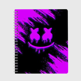 Тетрадь с принтом Marshmello в городе Новоалтайск, 100% бумага | 48 листов, плотность листов — 60 г/м2, плотность картонной обложки — 250 г/м2. Листы скреплены сбоку удобной пружинной спиралью. Уголки страниц и обложки скругленные. Цвет линий — светло-серый
 | Тематика изображения на принте: marshmello | диджей | клуб | клубная музыка | маршмеллоу | маршмэлло | маршмэллоу | музыка | электронная