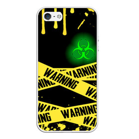 Чехол для iPhone 5/5S матовый с принтом Warning в городе Новоалтайск, Силикон | Область печати: задняя сторона чехла, без боковых панелей | Тематика изображения на принте: biohazard | covid 19 | resident evil | warning | биологическая угроза | вирус | заражение | карантин | коронавирус | опасно | опасность | резидент ивл | эпидемия | яд