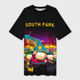 Платье-футболка 3D с принтом Южный Парк в городе Новоалтайск,  |  | south park | sp | батерс | баттерс | гарисон | енот | кайл  брофловски | картман | кеннет | кенни | маки | макки | маккормик | марш | мистер | мистерион | мультфильм | полотенчик | ренди | саус парк | сауспарк
