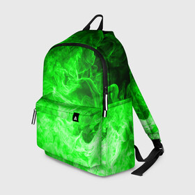 Рюкзак 3D с принтом ОГОНЬ GREEN NEON в городе Новоалтайск, 100% полиэстер | лямки с регулируемой длиной, сверху петелька, чтобы рюкзак можно было повесить на вешалку. Основное отделение закрывается на молнию, как и внешний карман. Внутри два дополнительных кармана, один из которых закрывается на молнию. По бокам два дополнительных кармашка | Тематика изображения на принте: битва огней | зеленый | неон | неоновый | огонь | пламя | пожар | салатовый | стихия | текстура | цветной | яркий