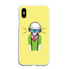Чехол для iPhone XS Max матовый с принтом Череп в наушниках в городе Новоалтайск, Силикон | Область печати: задняя сторона чехла, без боковых панелей | арт | меломан | музыка | скелет | хипстер | череп