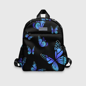 Детский рюкзак 3D с принтом НЕОНОВЫЕ БАБОЧКИ | BUTTERFLY NEON в городе Новоалтайск, 100% полиэстер | лямки с регулируемой длиной, сверху петелька, чтобы рюкзак можно было повесить на вешалку. Основное отделение закрывается на молнию, как и внешний карман. Внутри дополнительный карман. По бокам два дополнительных кармашка | animals | blue | butterflies | game | insects | life is strange | moth | wings | бабочки | животные | игра | крылья | мотылек | насекомые