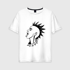 Женская футболка хлопок Oversize с принтом Punk в городе Новоалтайск, 100% хлопок | свободный крой, круглый ворот, спущенный рукав, длина до линии бедер
 | girl | punk | rock | в профиль | девушка | ирокез | панк | рок | тату