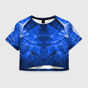 Женская футболка Crop-top 3D с принтом СИНЯЯ БРОНЯ в городе Новоалтайск, 100% полиэстер | круглая горловина, длина футболки до линии талии, рукава с отворотами | Тематика изображения на принте: abstraction | geometry | hexagon | neon | paints | stripes | texture | triangle | абстракция | брызги | геометрия | краски | неон | неоновый | соты | текстура
