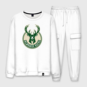 Мужской костюм хлопок с принтом Milwaukee Bucks (1) в городе Новоалтайск, 100% хлопок | на свитшоте круглая горловина, мягкая резинка по низу. Брюки заужены к низу, на них два вида карманов: два “обычных” по бокам и два объемных, с клапанами, расположенные ниже линии бедра. Брюки с мягкой трикотажной резинкой на поясе и по низу штанин. В поясе для дополнительного комфорта — широкие завязки | Тематика изображения на принте: ball | basketball | milwaukee bucks | sport | streetball | баскетбол | милуоки бакс | мяч | нба | спорт | стритбол