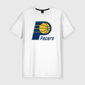 Мужская футболка хлопок Slim с принтом Indiana Pacers (2) в городе Новоалтайск, 92% хлопок, 8% лайкра | приталенный силуэт, круглый вырез ворота, длина до линии бедра, короткий рукав | ball | basketball | indiana pacers | sport | streetball | баскетбол | индиана пэйсерс | мяч | нба | спорт | стритбол