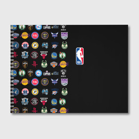 Альбом для рисования с принтом NBA (Team Logos 2) в городе Новоалтайск, 100% бумага
 | матовая бумага, плотность 200 мг. | Тематика изображения на принте: ball | basketball | sport | streetball | баскетбол | мяч | нба | спорт | стритбол