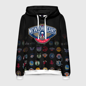 Мужская толстовка 3D с принтом New Orleans Pelicans (1) в городе Новоалтайск, 100% полиэстер | двухслойный капюшон со шнурком для регулировки, мягкие манжеты на рукавах и по низу толстовки, спереди карман-кенгуру с мягким внутренним слоем. | ball | basketball | new orleans pelicans | pelicans | sport | streetball | баскетбол | мяч | нба | пеликанс | спорт | стритбол