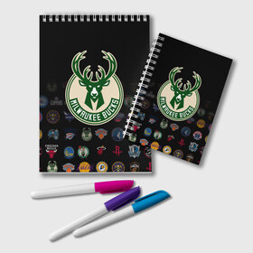 Блокнот с принтом Milwaukee Bucks (3) в городе Новоалтайск, 100% бумага | 48 листов, плотность листов — 60 г/м2, плотность картонной обложки — 250 г/м2. Листы скреплены удобной пружинной спиралью. Цвет линий — светло-серый
 | Тематика изображения на принте: ball | basketball | milwaukee bucks | sport | streetball | баскетбол | милуоки бакс | мяч | нба | спорт | стритбол