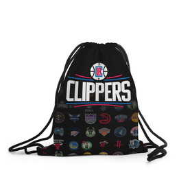 Рюкзак-мешок 3D с принтом Los Angeles Clippers (2) в городе Новоалтайск, 100% полиэстер | плотность ткани — 200 г/м2, размер — 35 х 45 см; лямки — толстые шнурки, застежка на шнуровке, без карманов и подкладки | Тематика изображения на принте: ball | basketball | clippers | sport | streetball | баскетбол | клипперс | мяч | нба | спорт | стритбол