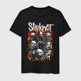 Мужская футболка хлопок с принтом Slipknot в городе Новоалтайск, 100% хлопок | прямой крой, круглый вырез горловины, длина до линии бедер, слегка спущенное плечо. | band | corey taylor | jim root | metal | mick thomson | slipknot | альтернативный | глэм | готик | гранж | грув | кори тейлор | крис фен | метал | музыка | пост | рок | слайпкнот | слипкнот | слипнот | хард