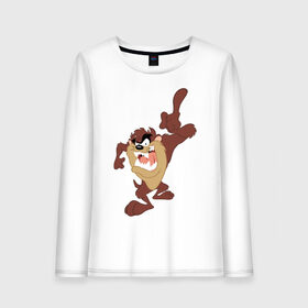 Женский лонгслив хлопок с принтом Таз в городе Новоалтайск, 100% хлопок |  | looney tunes | tasmanian devil | taz | vdzabma | луни тюнз | таз | тасманский дьявол