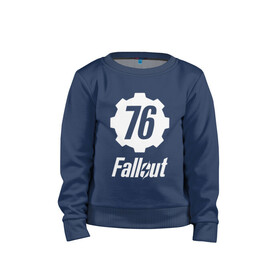 Детский свитшот хлопок с принтом FALLOUT_76. в городе Новоалтайск, 100% хлопок | круглый вырез горловины, эластичные манжеты, пояс и воротник | 101 | 111 | 13 | 76 | atom cats | bethesda | brotherhood of steel | fallout | nuka cola | tunnel snakes | vault | war | братство стали | война | убежище | фолаут | фоллаут | ядер кола