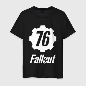 Мужская футболка хлопок с принтом FALLOUT_76. в городе Новоалтайск, 100% хлопок | прямой крой, круглый вырез горловины, длина до линии бедер, слегка спущенное плечо. | 101 | 111 | 13 | 76 | atom cats | bethesda | brotherhood of steel | fallout | nuka cola | tunnel snakes | vault | war | братство стали | война | убежище | фолаут | фоллаут | ядер кола