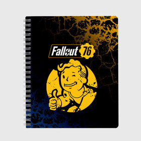 Тетрадь с принтом FALLOUT_76 в городе Новоалтайск, 100% бумага | 48 листов, плотность листов — 60 г/м2, плотность картонной обложки — 250 г/м2. Листы скреплены сбоку удобной пружинной спиралью. Уголки страниц и обложки скругленные. Цвет линий — светло-серый
 | Тематика изображения на принте: 101 | 111 | 13 | 76 | atom cats | bethesda | brotherhood of steel | fallout | nuka cola | tunnel snakes | vault | war | братство стали | война | убежище | фолаут | фоллаут | ядер кола