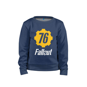 Детский свитшот хлопок с принтом FALLOUT_76. в городе Новоалтайск, 100% хлопок | круглый вырез горловины, эластичные манжеты, пояс и воротник | 101 | 111 | 13 | 76 | atom cats | bethesda | brotherhood of steel | fallout | nuka cola | tunnel snakes | vault | war | братство стали | война | убежище | фолаут | фоллаут | ядер кола