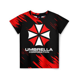 Детская футболка 3D с принтом Umbrella Corporation. в городе Новоалтайск, 100% гипоаллергенный полиэфир | прямой крой, круглый вырез горловины, длина до линии бедер, чуть спущенное плечо, ткань немного тянется | resident evil | umbrella corporation | амбрелла | амбрелла корпорейшн | вирус | вымышленная военная и фармацевтическая корпорация | игра | умбрелла