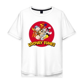 Мужская футболка хлопок Oversize с принтом Looney Tunes в городе Новоалтайск, 100% хлопок | свободный крой, круглый ворот, “спинка” длиннее передней части | bugs bunny | daffy duck | looney tunes | sylvester | tasmanian devil | taz | tweety | vdzabma | багз банни | даффи дак | луни тюнз | сильвестр | таз | тасманский дьявол | твити