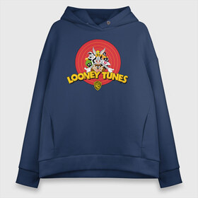 Женское худи Oversize хлопок с принтом Looney Tunes в городе Новоалтайск, френч-терри — 70% хлопок, 30% полиэстер. Мягкий теплый начес внутри —100% хлопок | боковые карманы, эластичные манжеты и нижняя кромка, капюшон на магнитной кнопке | Тематика изображения на принте: bugs bunny | daffy duck | looney tunes | sylvester | tasmanian devil | taz | tweety | vdzabma | багз банни | даффи дак | луни тюнз | сильвестр | таз | тасманский дьяво | твити
