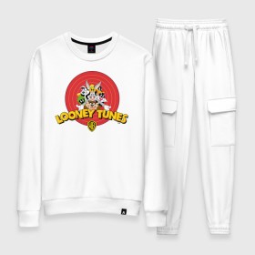 Женский костюм хлопок с принтом Looney Tunes в городе Новоалтайск, 100% хлопок | на свитшоте круглая горловина, мягкая резинка по низу. Брюки заужены к низу, на них два вида карманов: два 