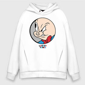 Мужское худи Oversize хлопок с принтом Porky Pig в городе Новоалтайск, френч-терри — 70% хлопок, 30% полиэстер. Мягкий теплый начес внутри —100% хлопок | боковые карманы, эластичные манжеты и нижняя кромка, капюшон на магнитной кнопке | looney tunes | porky pig | vdzabma | луни тюнз | порки пиг | поросенок порки