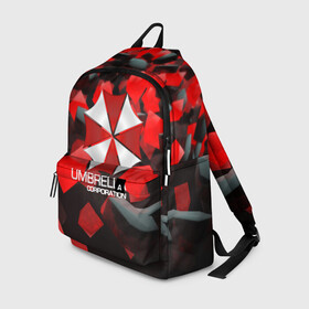Рюкзак 3D с принтом Umbrella Corp. в городе Новоалтайск, 100% полиэстер | лямки с регулируемой длиной, сверху петелька, чтобы рюкзак можно было повесить на вешалку. Основное отделение закрывается на молнию, как и внешний карман. Внутри два дополнительных кармана, один из которых закрывается на молнию. По бокам два дополнительных кармашка | biohazard | biohazard 7 | crocodile | fang | game | hand | monster | new umbrella | resident evil | resident evil 7 | umbrella | umbrella corp | umbrella corporation | zombie