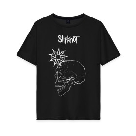 Женская футболка хлопок Oversize с принтом Slipknot в городе Новоалтайск, 100% хлопок | свободный крой, круглый ворот, спущенный рукав, длина до линии бедер
 | band | corey taylor | jim root | metal | mick thomson | slipknot | альтернативный | глэм | готик | гранж | грув | кори тейлор | крис фен | метал | музыка | пост | рок | слайпкнот | слипкнот | слипнот | хард