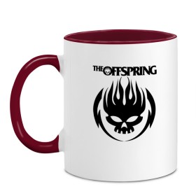 Кружка двухцветная с принтом THE OFFSPRING в городе Новоалтайск, керамика | объем — 330 мл, диаметр — 80 мм. Цветная ручка и кайма сверху, в некоторых цветах — вся внутренняя часть | america | offspring | the offspring | usa | америка | атом уиллард | грег к | декстер холланд | джеймс лилья | нудлс | огонь | офспринг | оффспринг | пит парада | пламя | рон уэлти | сша | череп