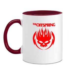 Кружка двухцветная с принтом THE OFFSPRING в городе Новоалтайск, керамика | объем — 330 мл, диаметр — 80 мм. Цветная ручка и кайма сверху, в некоторых цветах — вся внутренняя часть | america | offspring | the offspring | usa | америка | атом уиллард | грег к | декстер холланд | джеймс лилья | нудлс | огонь | офспринг | оффспринг | пит парада | пламя | рон уэлти | сша | череп