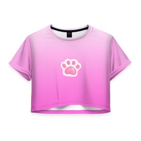 Женская футболка Crop-top 3D с принтом Розовая лапка с подушечками в городе Новоалтайск, 100% полиэстер | круглая горловина, длина футболки до линии талии, рукава с отворотами | девочковый | женственый | животное | кошечка | лапа | лапка | лапонька | лапуля | лапушка | любитель животных | милашка | милый | мимими | розовая лапа | розовый | собачка | феминизм | феминный | щенок