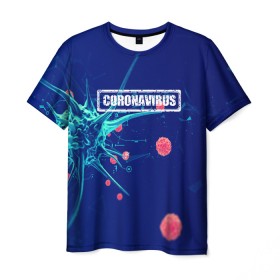 Мужская футболка 3D с принтом CORONAVIRUS в городе Новоалтайск, 100% полиэфир | прямой крой, круглый вырез горловины, длина до линии бедер | Тематика изображения на принте: covid 19 | molecule | абстракция | клетки | коронавирус | медицина | микробы | молекулы | наука | нейрон | нейроны | текстура | текстуры | формула