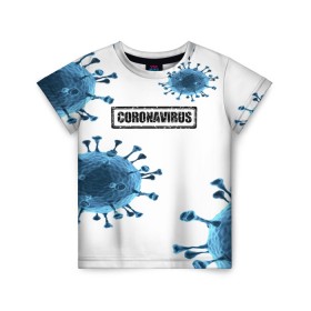 Детская футболка 3D с принтом CORONAVIRUS в городе Новоалтайск, 100% гипоаллергенный полиэфир | прямой крой, круглый вырез горловины, длина до линии бедер, чуть спущенное плечо, ткань немного тянется | covid 19 | molecule | абстракция | клетки | коронавирус | медицина | микробы | молекулы | наука | нейрон | нейроны | текстура | текстуры | формула