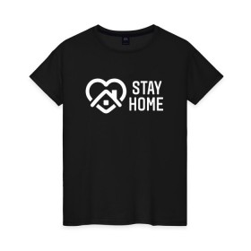 Женская футболка хлопок с принтом INSTAGRAM (STAY HOME). в городе Новоалтайск, 100% хлопок | прямой крой, круглый вырез горловины, длина до линии бедер, слегка спущенное плечо | instagram | stay home | дистанция | инстаграм | логотип | лучше дома | остаться дома | сиди дома