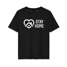 Женская футболка хлопок Oversize с принтом INSTAGRAM (STAY HOME). в городе Новоалтайск, 100% хлопок | свободный крой, круглый ворот, спущенный рукав, длина до линии бедер
 | instagram | stay home | дистанция | инстаграм | логотип | лучше дома | остаться дома | сиди дома