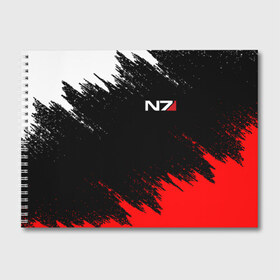 Альбом для рисования с принтом MASS EFFECT N7 в городе Новоалтайск, 100% бумага
 | матовая бумага, плотность 200 мг. | Тематика изображения на принте: bioware | n7 | shepard | броня | жнецы | костюм | масс эффект | н7 | стальная броня | шепард | эффект массы