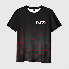 Мужская футболка 3D с принтом MASS EFFECT N7 | МАСС ЭФФЕКТ Н7 в городе Новоалтайск, 100% полиэфир | прямой крой, круглый вырез горловины, длина до линии бедер | bioware | n7 | shepard | броня | жнецы | костюм | масс эффект | н7 | стальная броня | шепард | эффект массы