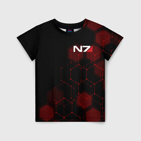 Детская футболка 3D с принтом MASS EFFECT N7 в городе Новоалтайск, 100% гипоаллергенный полиэфир | прямой крой, круглый вырез горловины, длина до линии бедер, чуть спущенное плечо, ткань немного тянется | bioware | n7 | shepard | броня | жнецы | костюм | масс эффект | н7 | стальная броня | шепард | эффект массы