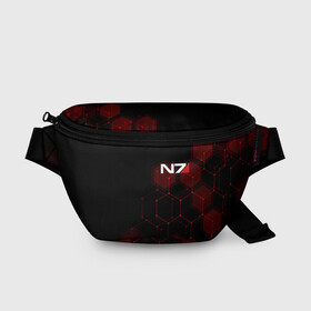 Поясная сумка 3D с принтом MASS EFFECT N7 в городе Новоалтайск, 100% полиэстер | плотная ткань, ремень с регулируемой длиной, внутри несколько карманов для мелочей, основное отделение и карман с обратной стороны сумки застегиваются на молнию | bioware | n7 | shepard | броня | жнецы | костюм | масс эффект | н7 | стальная броня | шепард | эффект массы