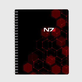 Тетрадь с принтом MASS EFFECT N7 в городе Новоалтайск, 100% бумага | 48 листов, плотность листов — 60 г/м2, плотность картонной обложки — 250 г/м2. Листы скреплены сбоку удобной пружинной спиралью. Уголки страниц и обложки скругленные. Цвет линий — светло-серый
 | bioware | n7 | shepard | броня | жнецы | костюм | масс эффект | н7 | стальная броня | шепард | эффект массы