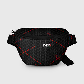 Поясная сумка 3D с принтом MASS EFFECT N7 в городе Новоалтайск, 100% полиэстер | плотная ткань, ремень с регулируемой длиной, внутри несколько карманов для мелочей, основное отделение и карман с обратной стороны сумки застегиваются на молнию | bioware | n7 | shepard | броня | жнецы | костюм | масс эффект | н7 | стальная броня | шепард | эффект массы