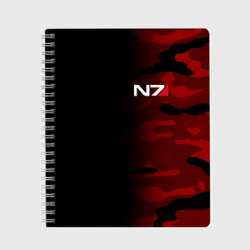 Тетрадь с принтом MASS EFFECT N7 в городе Новоалтайск, 100% бумага | 48 листов, плотность листов — 60 г/м2, плотность картонной обложки — 250 г/м2. Листы скреплены сбоку удобной пружинной спиралью. Уголки страниц и обложки скругленные. Цвет линий — светло-серый
 | bioware | n7 | shepard | броня | жнецы | костюм | масс эффект | н7 | стальная броня | шепард | эффект массы